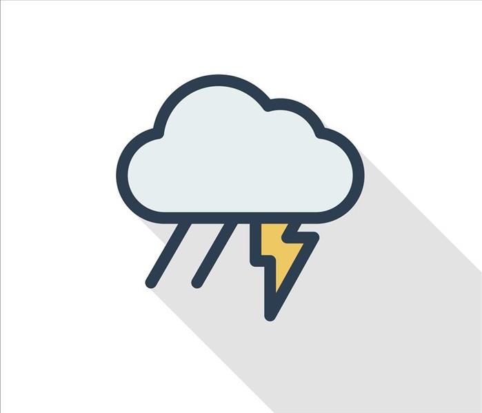 cloud with a lightning bolt on a white background